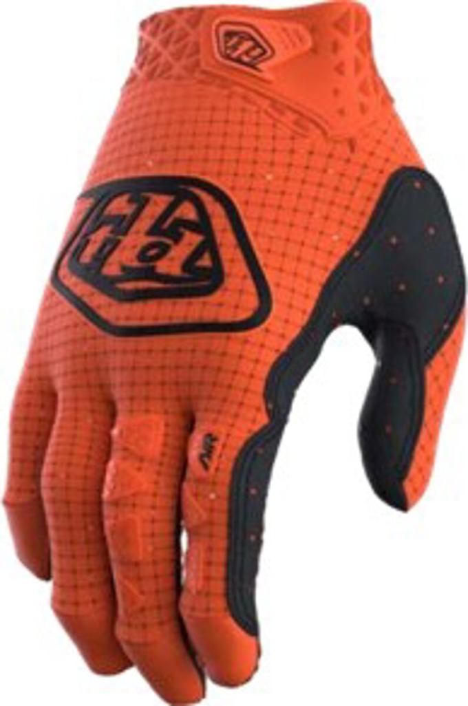 Dětské rukavice ve stylu Troy Lee Designs Air Orange s kompresně tvarovanou manžetou a jednovrstvou dlaň s laserově perforovanými větracími otvory