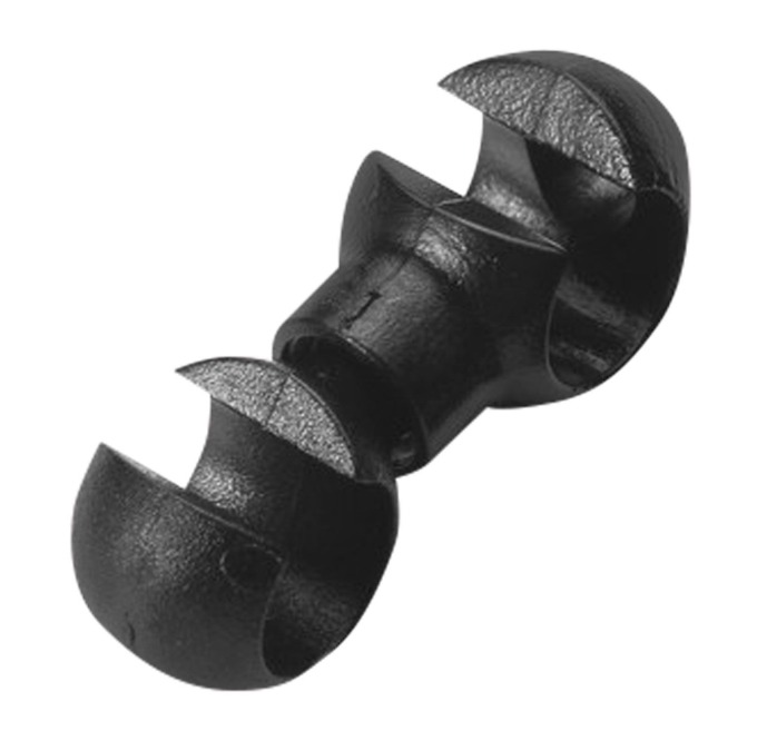 Univerzální černá plastová spojka pro průměr 4.0-5.5mm, zabraňuje klepání bowdenů a je vhodná pro řadící, brzdové bowdeny i brzdové hadičky