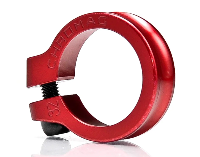 Pevná objímka šroub, jednoduchá, elegantní a spolehlivá, CNC obráběná v Kanadě s průměrem 30, 32, 35, 36.5mm a hmotností 19g, červená varianta