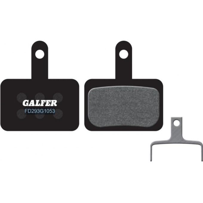 Špičkové brzdové destičky značky Galfer s barvou označující standardní směs - ideální pro všechny podmínky, s tvrdší směsí a nejdelší životností