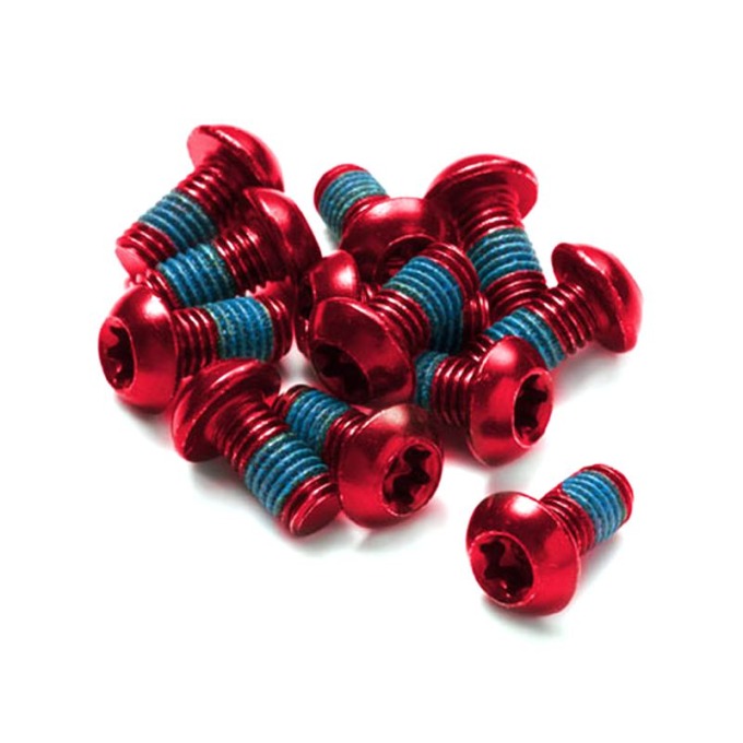 12 červených šroubů Torx T25 M5 x 10 mm z oceli S10B21 třídy 10 s hmotností 26 g