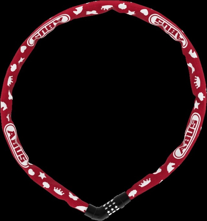 Kódový zámek s textilním ochranným potahem a libovolně volitelným 3-místným kódem se symboly, délka 75 cm, hmotnost 360 g, červená barva