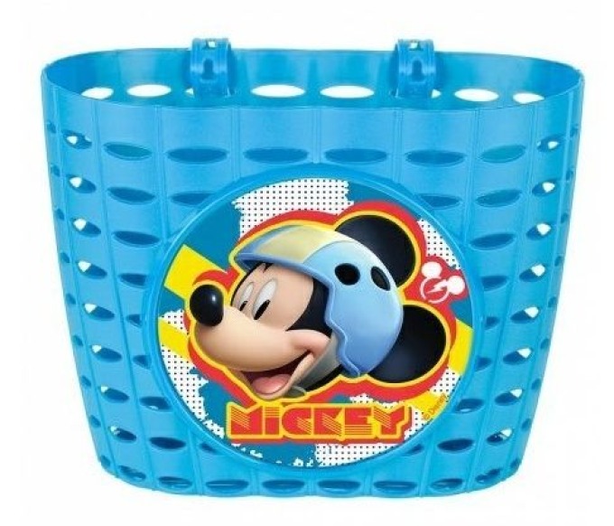 Plastový dětský koš na řidítka s motivem Mickeyho Mouse - modrý, maximální nosnost 0,5kg