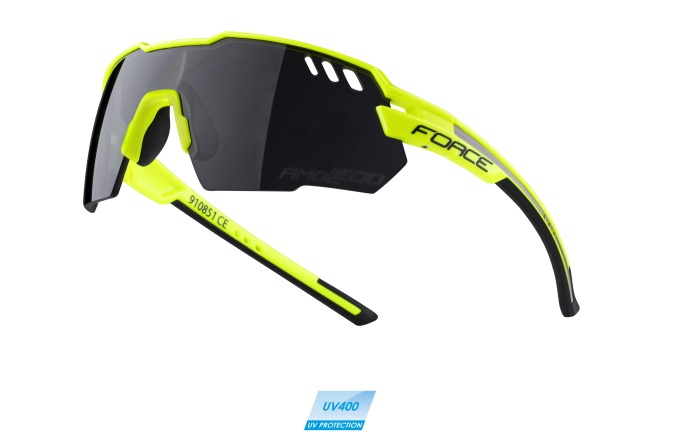 Fluo-šedé a černé cyklistické brýle s pevnou a pružnou grilamidovou obroučkou a polykarbonátovými skly s UV 400 ochranou a kategorií filtru 3