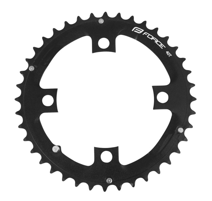 Převodník pro kliky FORCE TEN 2.3+ černý s 40 zuby, rozteč 104 mm, hmotnost 64 g, baleno v sáčku