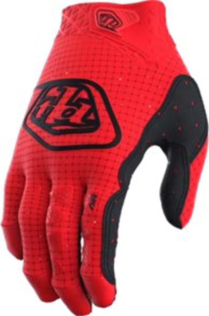 Červené cyklistické rukavice s kompresně tvarovanou manžetou a jednovrstvou dlaň s laserově perforovanými větracími otvory