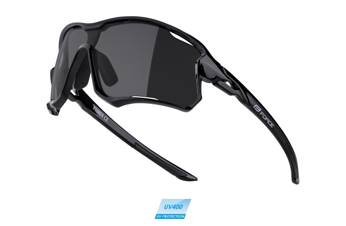 Černé cyklistické brýle s pevnou a pružnou grilamidovou obroučkou a polykarbonátovými skly