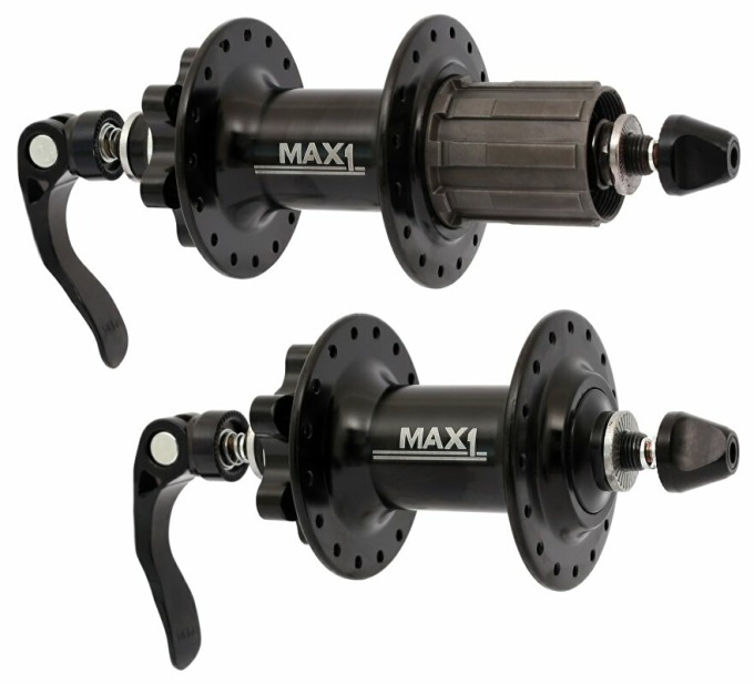 Sada černých nábojů MAX1 Sport Disc se 32 dírami, rychloupínacím táhlem a průmyslovými ložisky