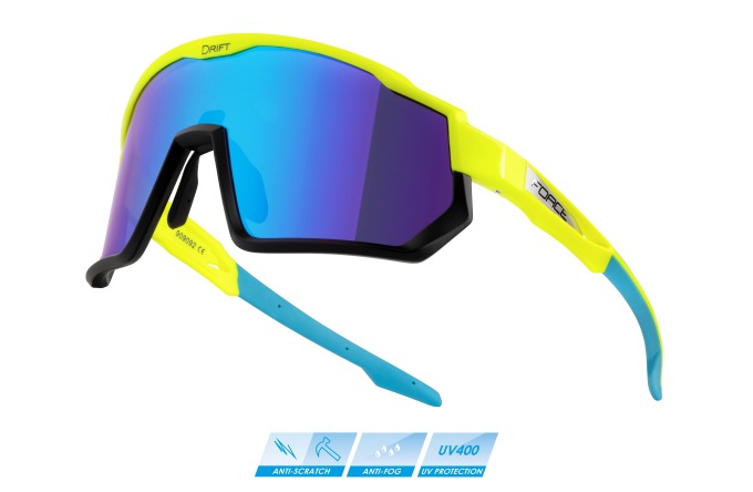 Kontrastní cyklistické brýle s polykarbonátovým sklem, UV filtr 3, AUREA+ technologií, anti-scratch a anti-fog úpravou, dioptrickým klipem, pevným pouzdrem a dvěma náhradními obruby, hmotnost 35 g