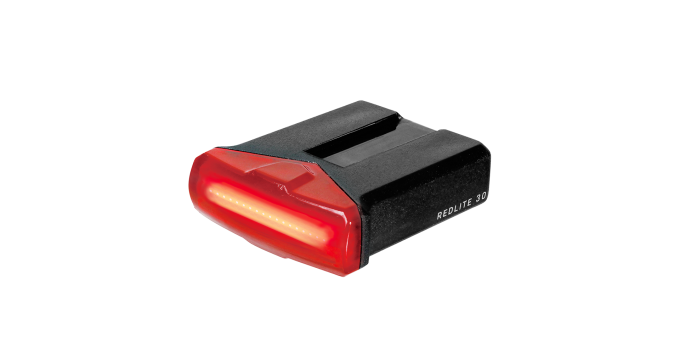 Světlo s 30 lumeny, dobíjecí pomocí USB, s dotykovým spínačem, montáž bez nářadí na sedlovou skořepinu