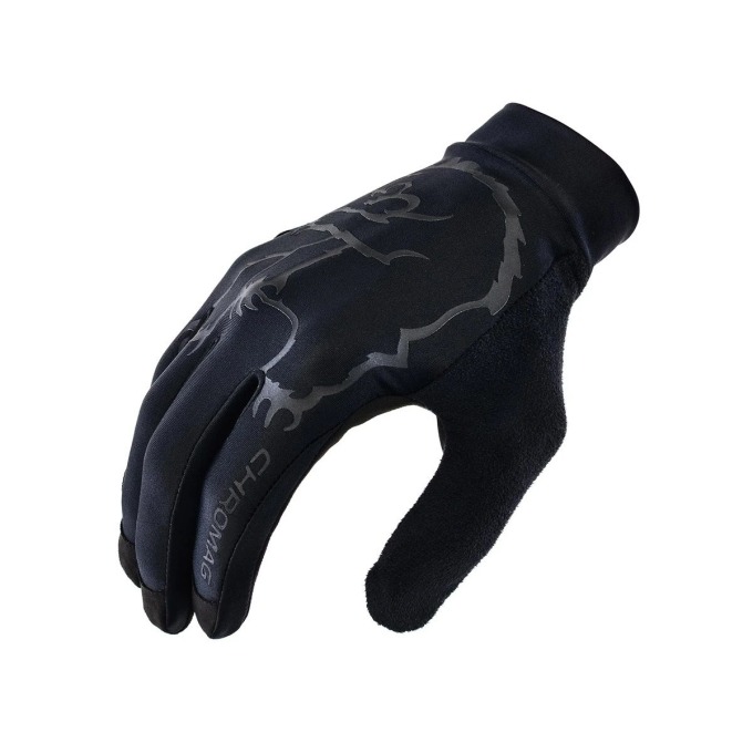 Ultralehké vzdušné rukavice Chromag Habit pro jistější držení gripů, vyrobené z pružného materiálu s laserovým děrováním dlaně a bezešvou konstrukcí prstů, vhodné pro ovládání dotykových displejů