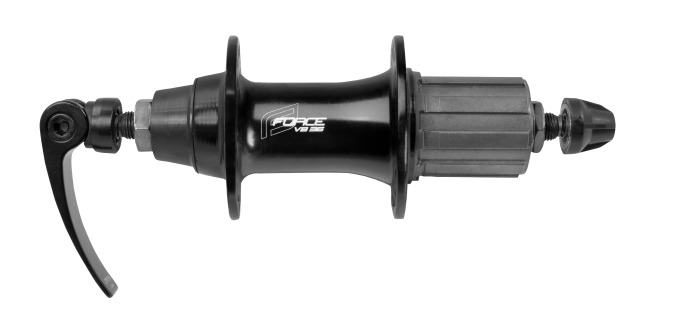 Kazetový náboj zadní s 36 děrami, kuličkovými ložisky a gumovými krytkami, kompatibilní pro SHIMANO MTB kazety 8 - 11 pastorků, osa: 10 x 145 x 135 mm, včetně rychloupínáku, materiál: Al hliník, hmotnost: 478 g, baleno v sáčku