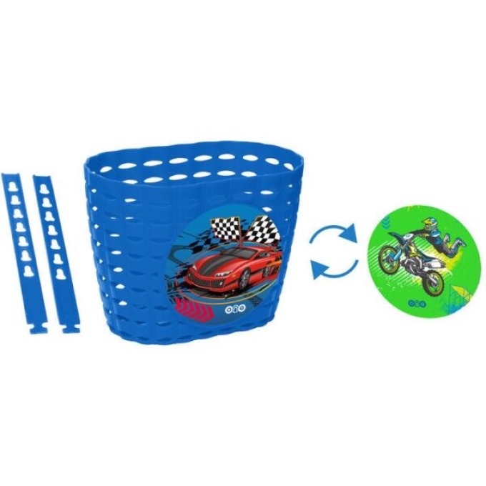 Dětský košík na kolo, modrá, šikovný doplněk pro dětská kola a koloběžky s nosností až 3 kg a objemem 3l