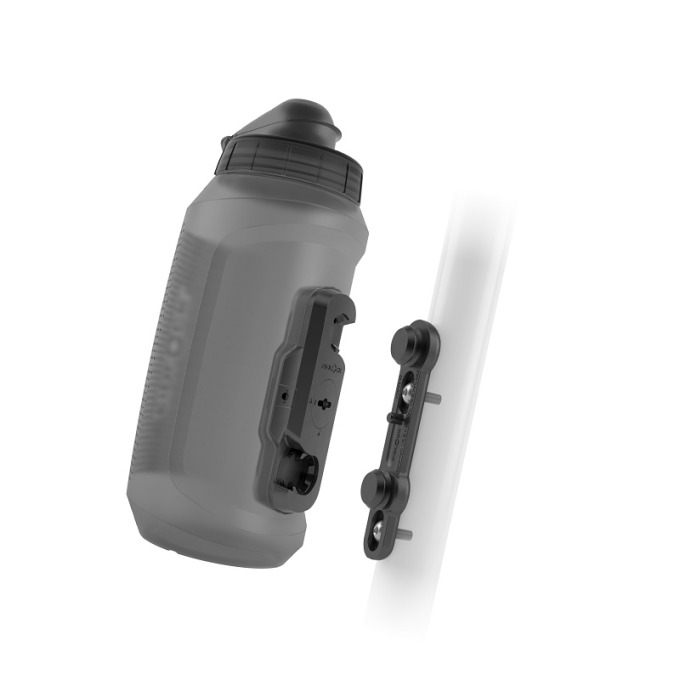 750ml tmavá kouřová láhev s Fidlock BOTTLE TWIST SET základnou na rám