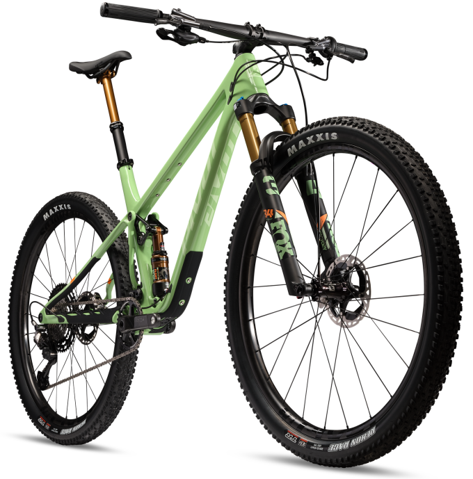 Cyklistické kolo s vidlicí FOX FACTORY STEPCAST 34, ráfky REYNOLDS BLACKLABEL 309/289 XC a brzdami SRAM LEVEL ULTIMATE STEALTH 2-PÍSTEK ve velikosti S, barva Seafoam Green