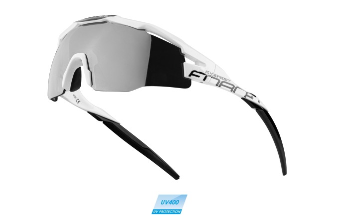 Bílo-černé cyklistické brýle s černými skly a pevnou a pružnou grilamidovou obroučkou