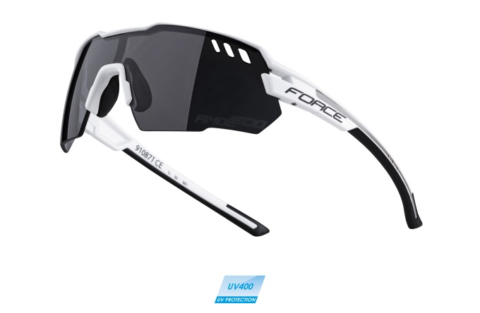 Bílo-šedé - černé cyklistické brýle s pevnou a pružnou grilamidovou obroučkou a polykarbonátovými sklíčky s UV 400 filtrací