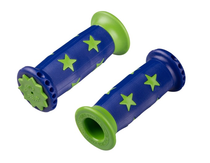 Gumová dětská madla s modro-zelenými hvězdičkami, vhodná pro vnitřní průměr 22,2 mm a délku 90 mm