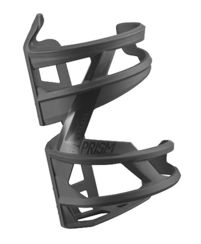 Elegantní košík ELITE Prism s designem v černé barvě a logem, vyrobený z vláknového kompozitu a zesílený skelnými vlákny, ideální pro malé rámy