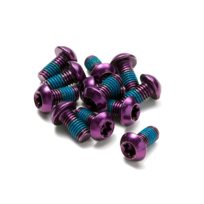 12 fialových šroubů Torx T25 M5 x 10 mm z oceli S10B21 třídy 10.9