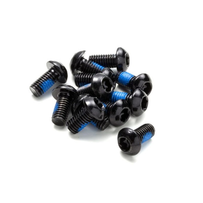 12 černých šroubů Torx T25 o rozměru M5x10mm vyrobených z oceli třídy 10 s hmotností 26 g