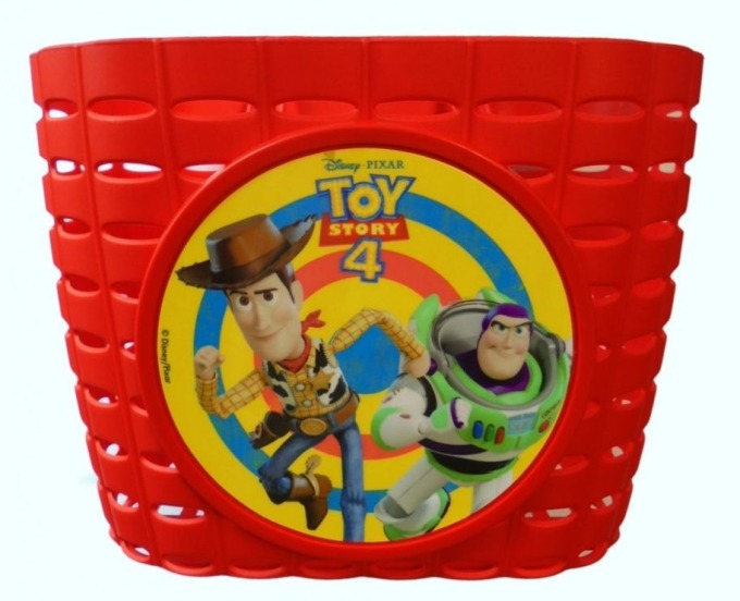 Dětský plastový koš na řidítka s motivem Disney Toy Story, červený, univerzální upnutí, nosnost 0,5 kg